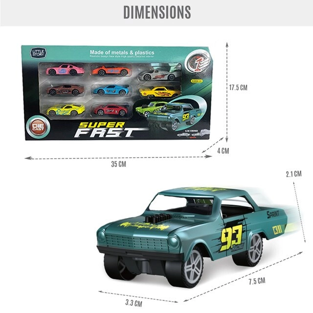 Slide Die Cast Toy Car Play Set - 8 pcs