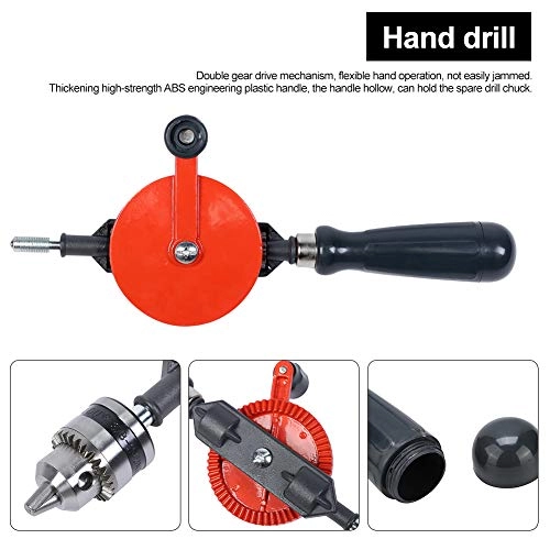 Manual Woodworking Hand Drill - 1/4in 3/8in Double Gear Drive