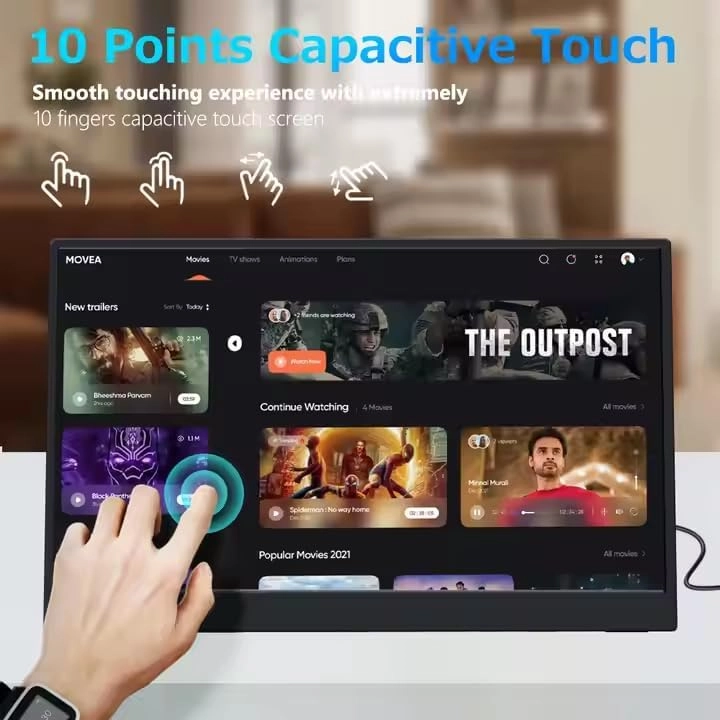 Portable Touch Screen Display - 15.6" Touch Screen 1080P 60Hz 15.6 Inches 1920 x 1080 Pixels