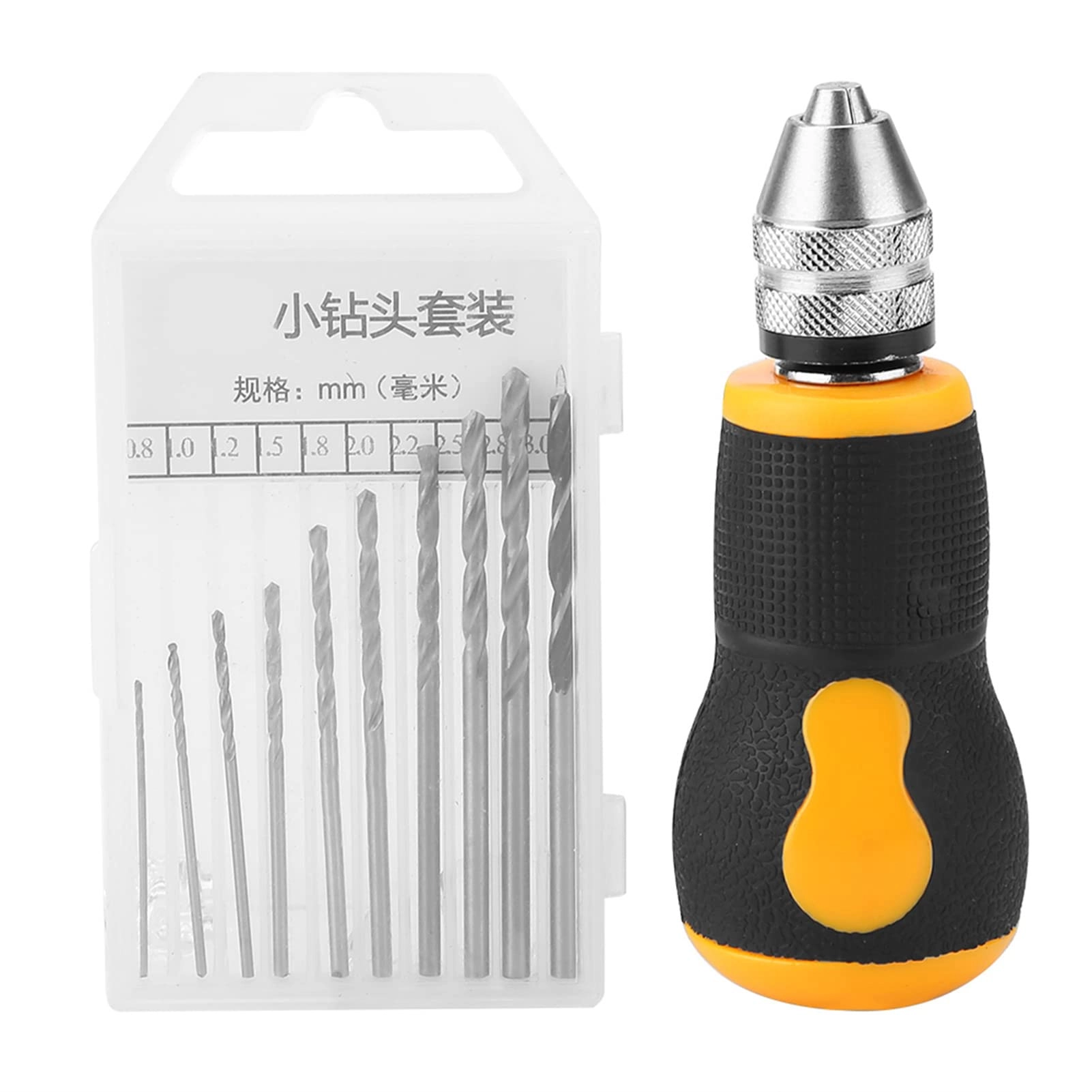 NOENNULL Micro Mini Hand Drill - 10 Bits 0.8-3.0mm