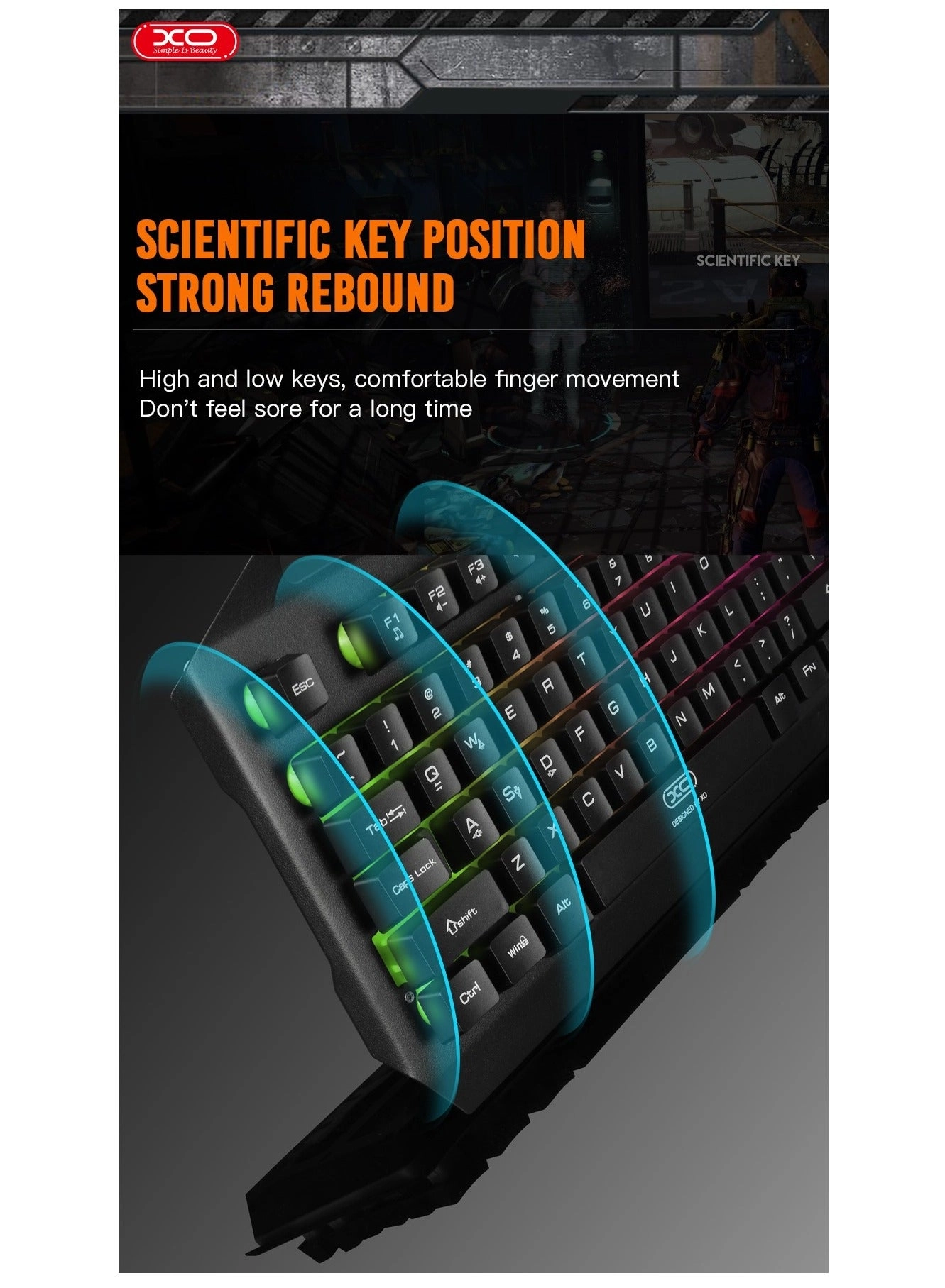 Gaming wired Keyboard With Phone Stand - Wired