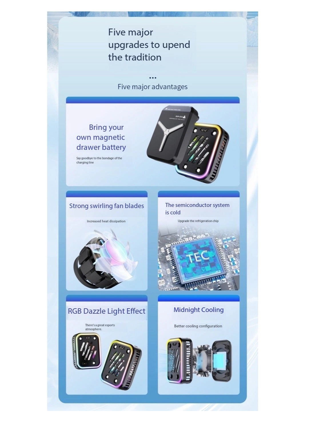 Cell Phone Cooler - Magnetic Cooling Fan Wireless Charging