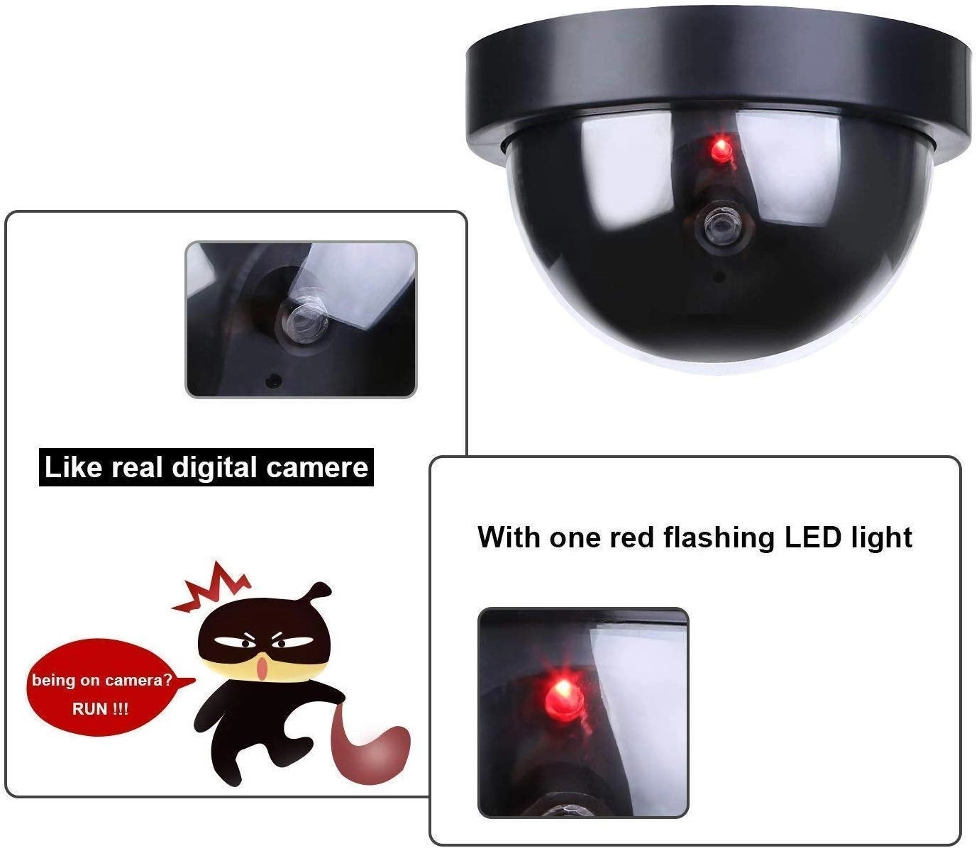 Dummy Dome Camera - 2 Pcs Blinking Red LED