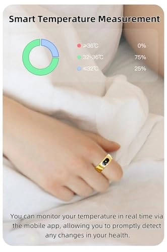 Smart Health Ring - Size 9 Black 7 Day Battery