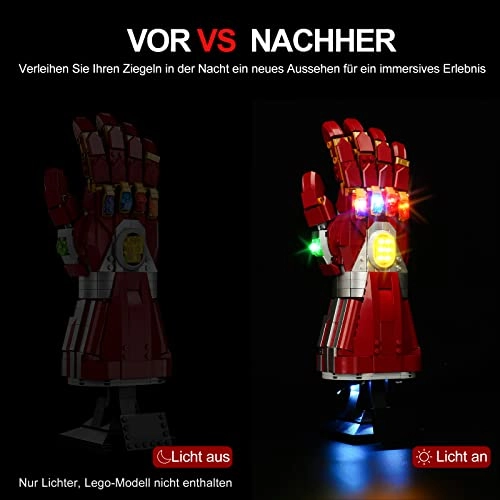 LED Light Kit - Plastic Marvel 1 for LEGO Iron Man Nano Gauntlet 76223