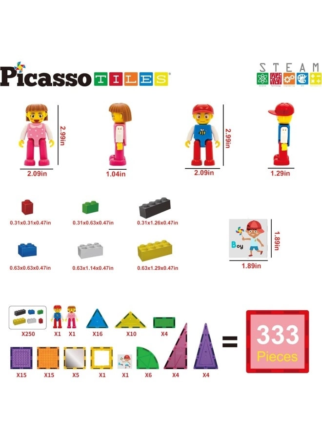 Magnetic Brick Tile and Magnetic Tile Combo Set - 333pcs