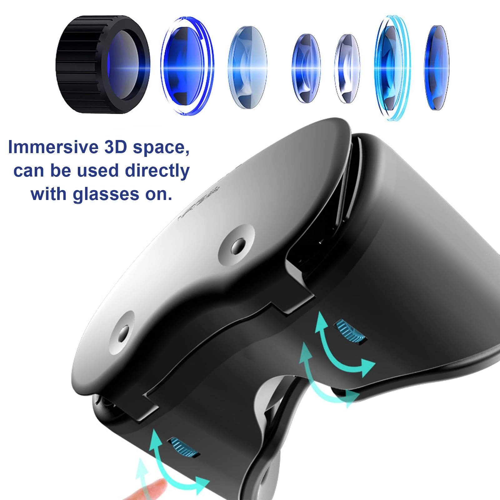 3D VR Headset - 5.0-7.0 inch Adjustable Controller