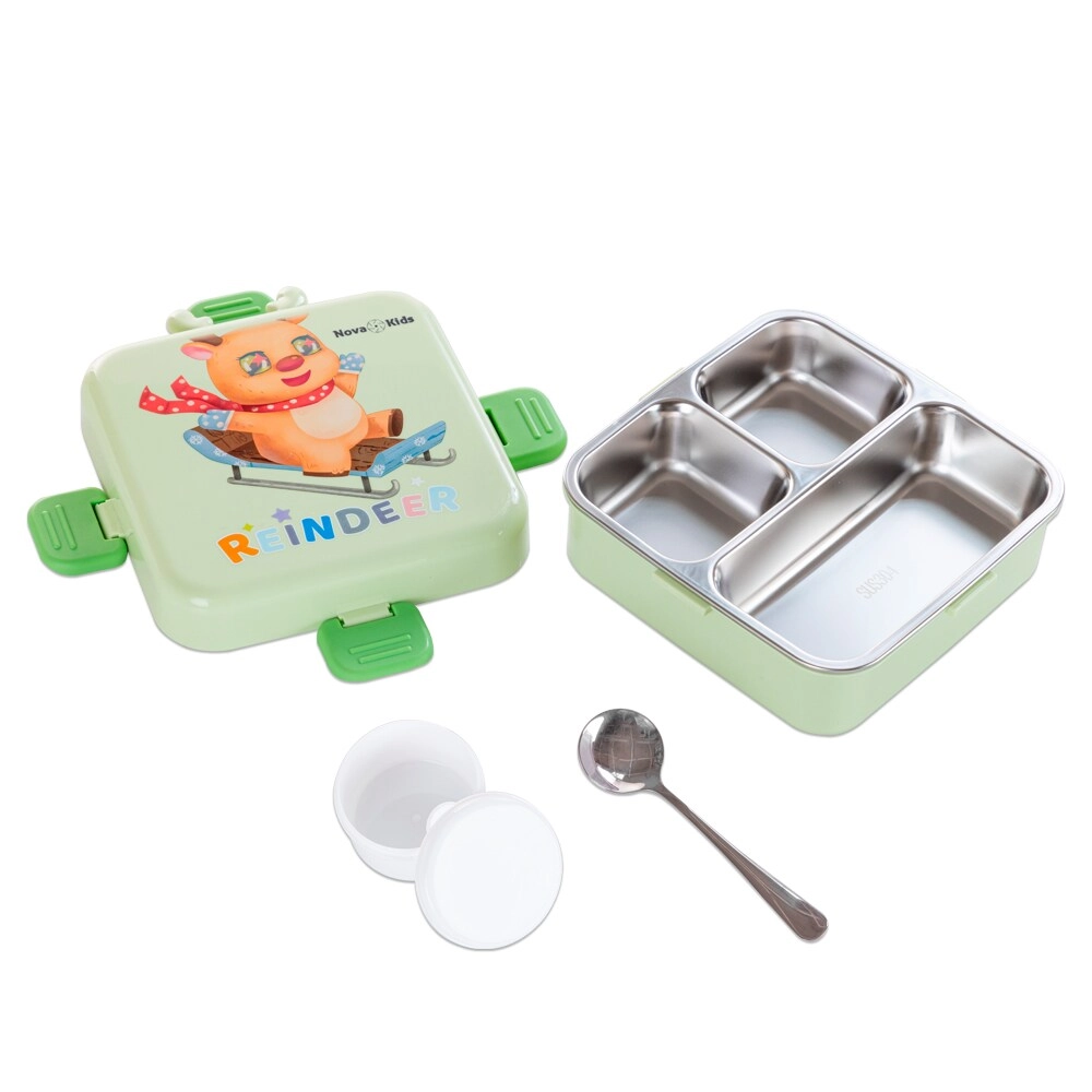 SAM BOX FZE 3 Compartment Bento Lunch Box - Reindeer Green 1.59L