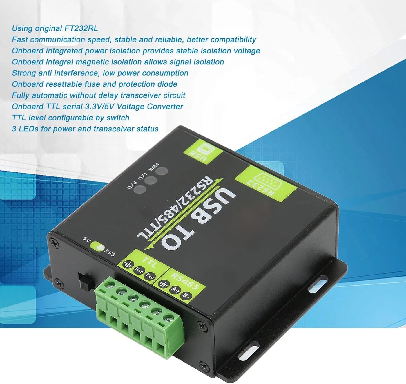 USB To RS232/485/TTL Isolation Converter - FT232RL Fast Communication