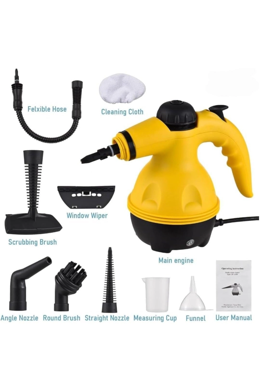 Portable Handheld Steam Cleaner - 1000W 9 Accessories
