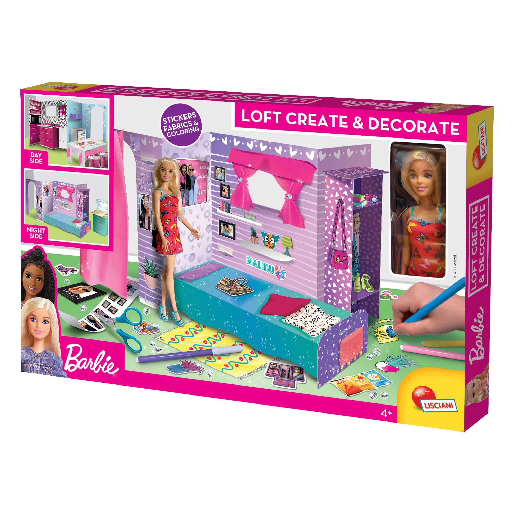 Barbie Loft Create & Decorate - double sided cardboard playset includes markers