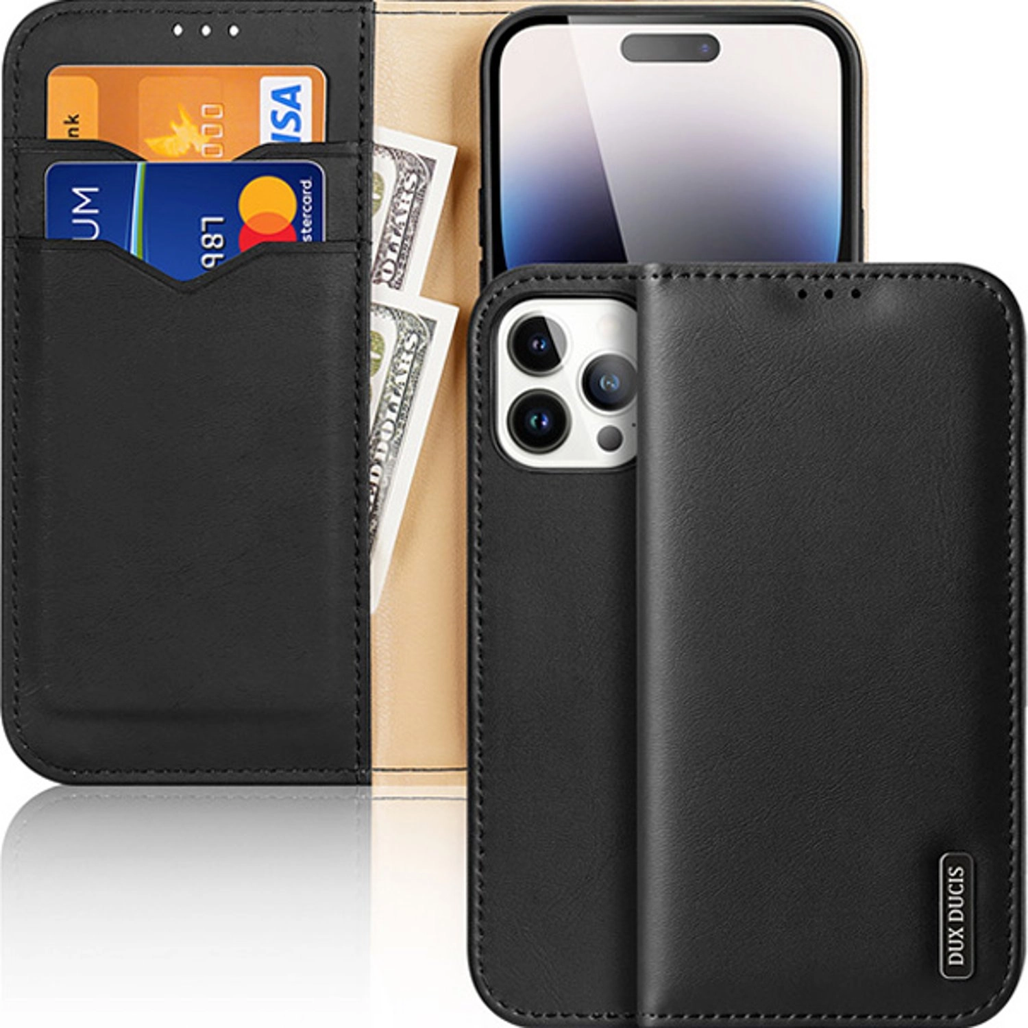 Hivo Series - Leather, PU & TPU Wallet Case for iPhone 14 Pro Max