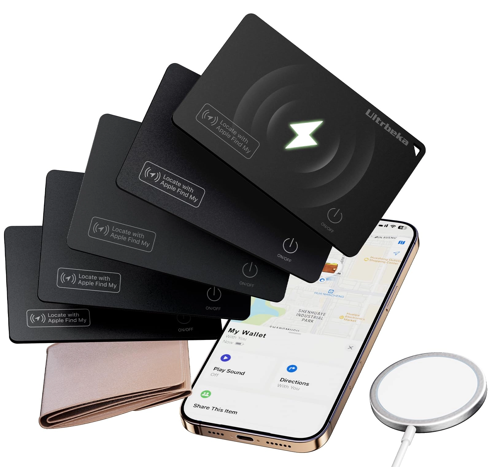 ultrbeka Wallet Tracker Card + Wireless Charger