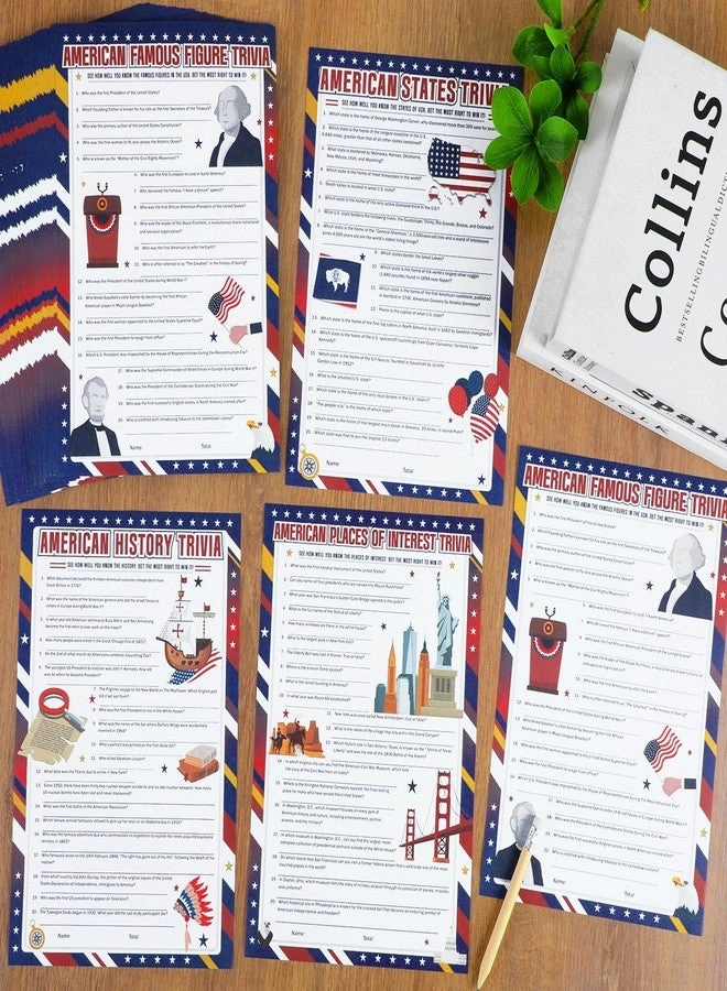 American Patriotic Trivia Game Card - Adults Teens 84PCS