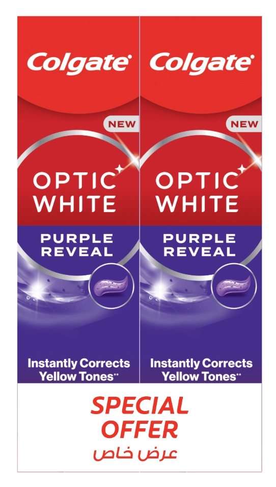 Colgate Optic White Purple Reveal Toothpaste 2 x 75ml