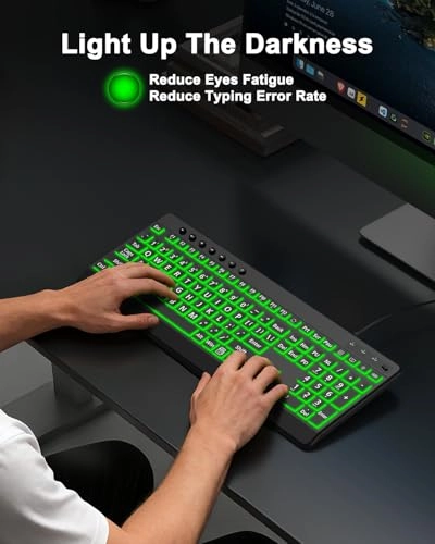 Large Print Backlit Keyboard - US Wired