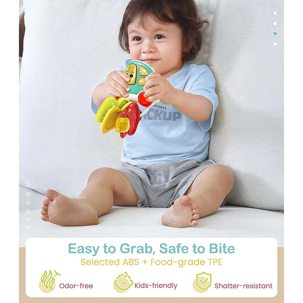 Baby Rattle Teething Car Toy - High-quality plastic with food-grade silicone.