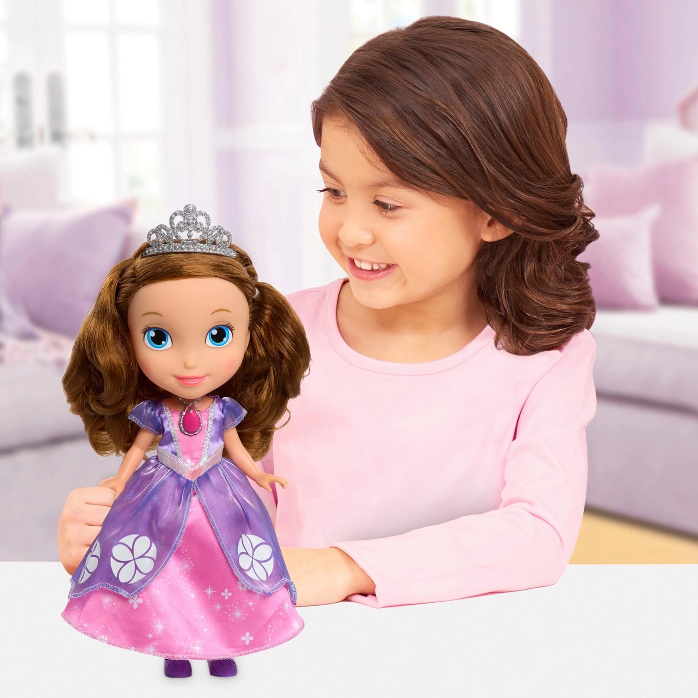 Sofia the First Princess Doll - 10.5-inches Brown Hair Pink and Purple Dress Ages 3+