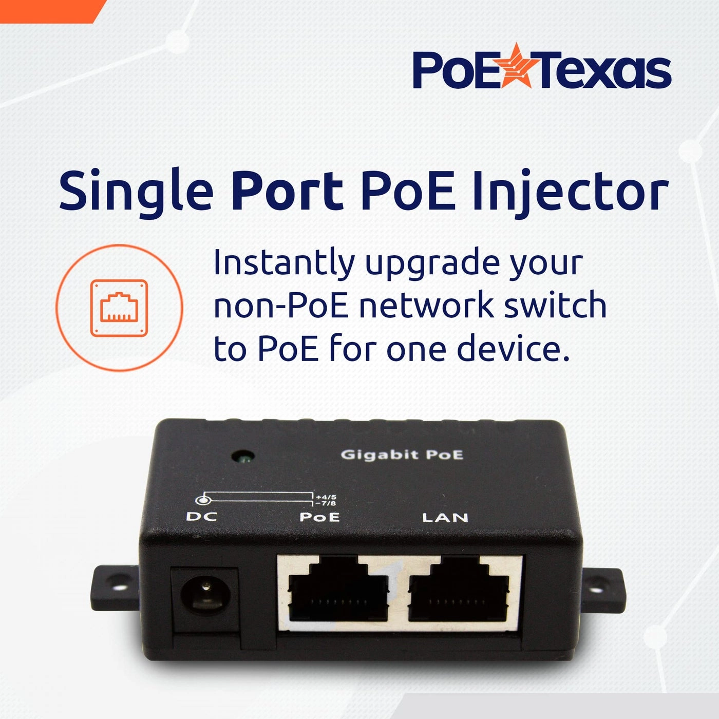 PoE Injector - Single Port 10/100/1000 Gigabit 12v to 56v DC