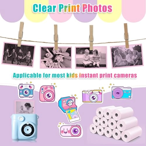 Instant Print Paper Rolls - 12 Rolls 2.2in × 20ft