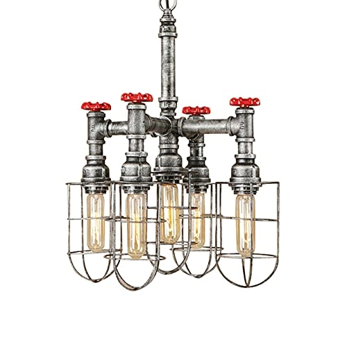 American Country Creative Chandeliers - E27 5 Heads Vintage silver gray