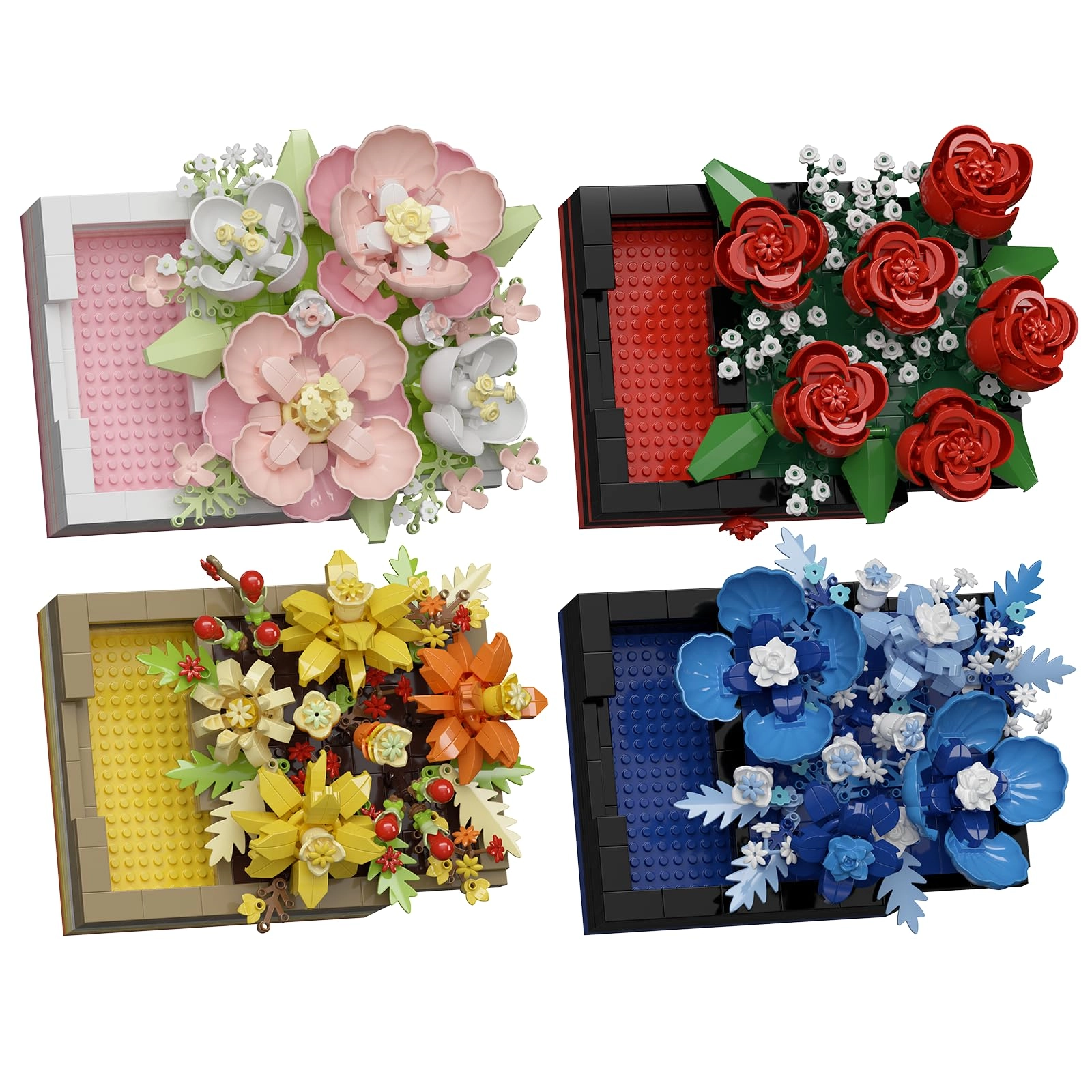 Mini Flower DIY Plant Building Blocks - 4 pcs Botanical