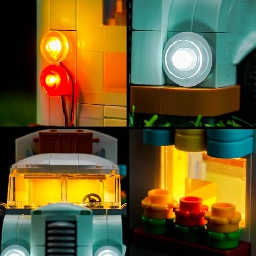 LED Light Set Compatible with Lego Friendship Camper Van Adventure 42663 - 3 light sources USB powered