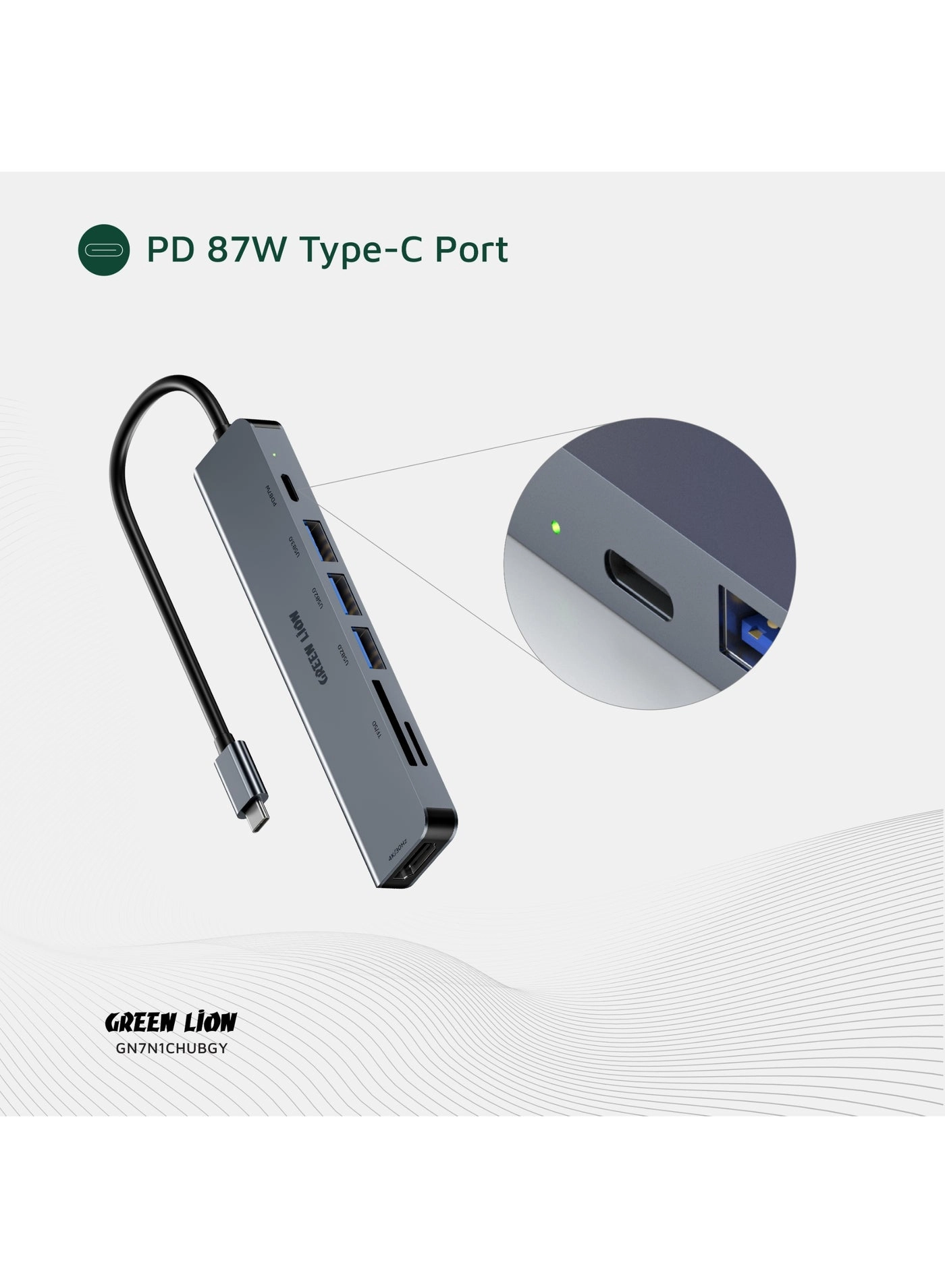 7-in-1 USB-C Hub - 4K@30Hz HDMI 87W PD 5Gbps