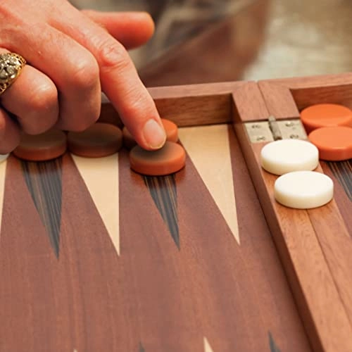 Wood Inlay Backgammon Game Set - Brown Acrylic