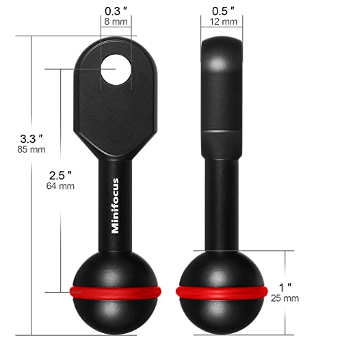 YS head mount arm - 2PCS 3.35"/8.5cm 1" ball