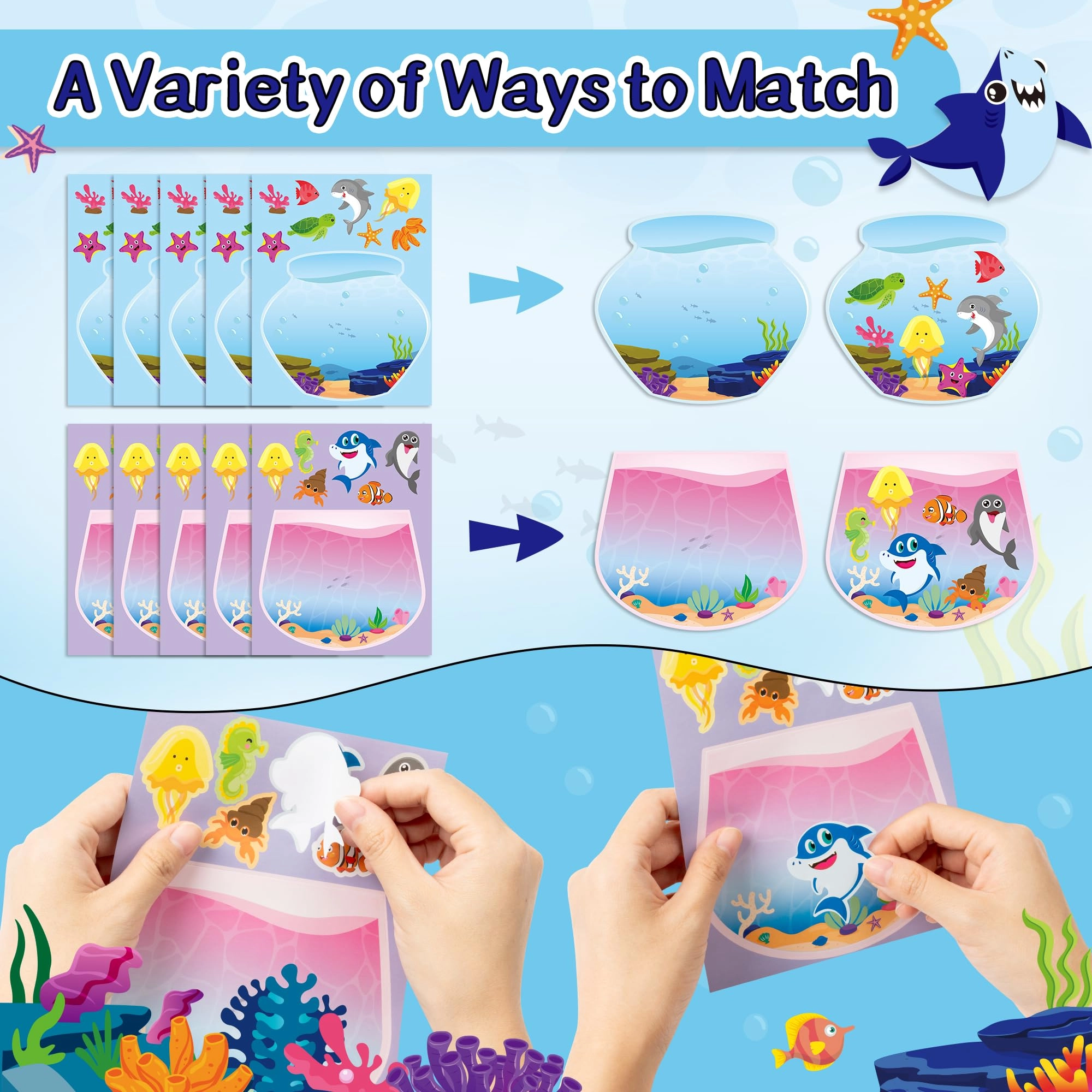 Ocean Animal Sticker Book Make a Face 40 pcs