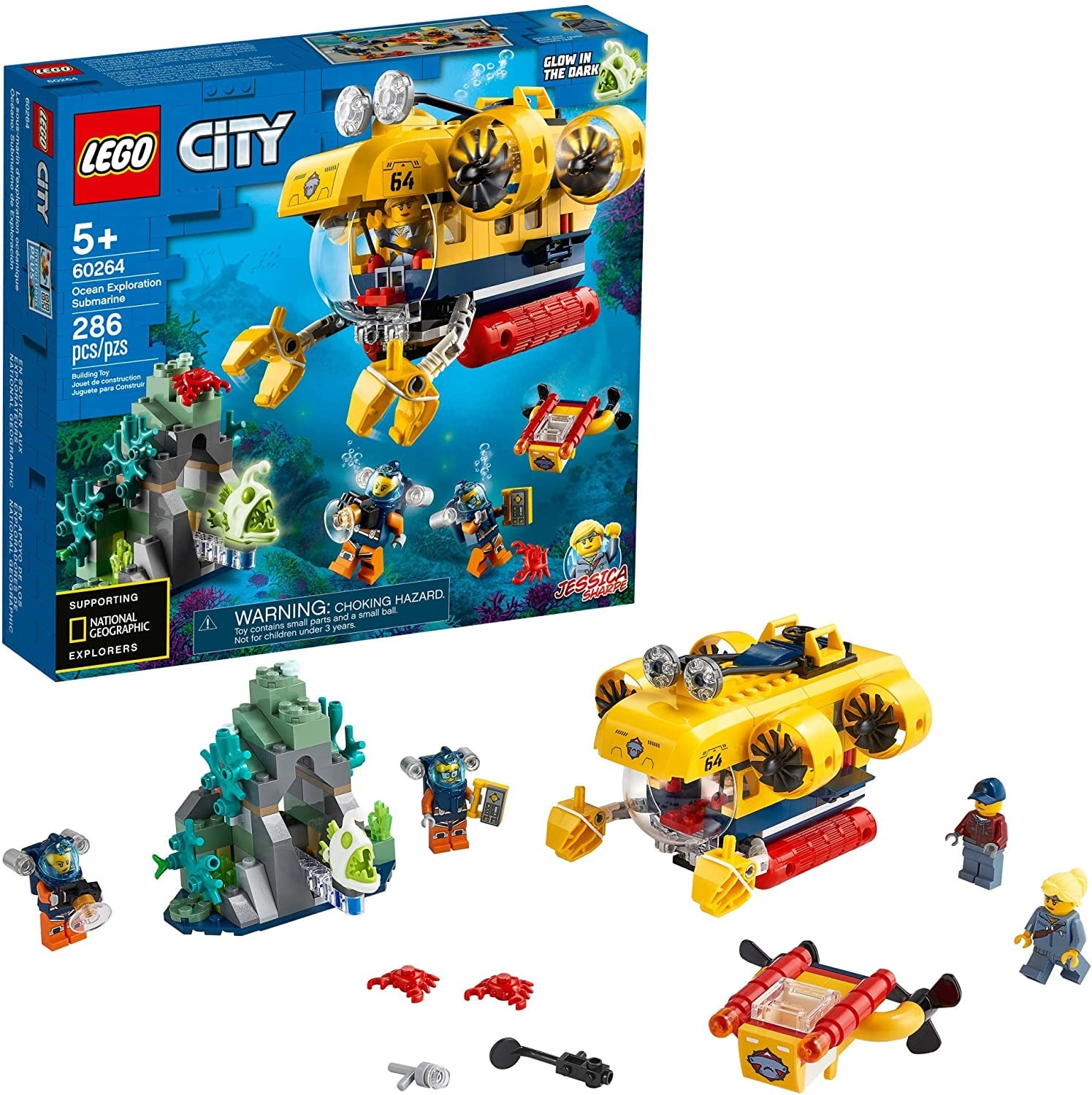 City Ocean Exploration Submarine (60264) - Underwater Drone 4 Minifigures