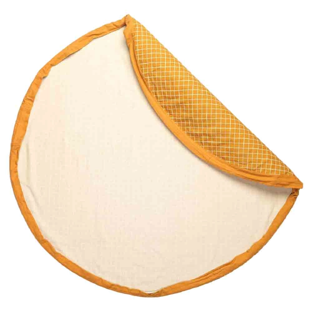 Play&Go Organic Playmat & Storage Bag - Grid Mustard Suitable for 3 years & above