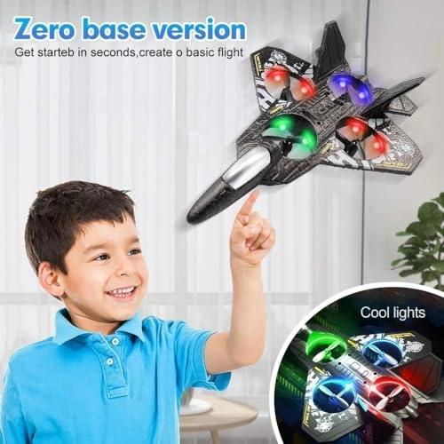 RC Fighter Jet Drone - LED Lights 3-Speed Headless Mode
