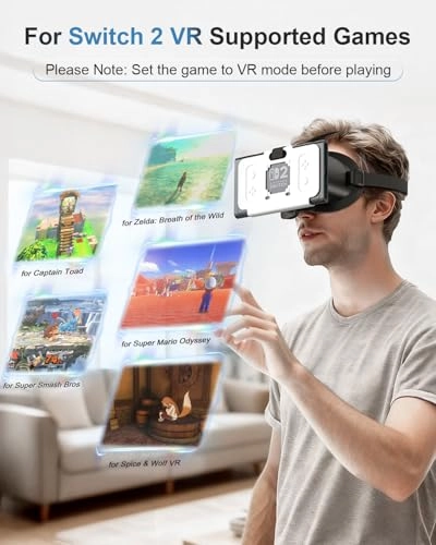 VR Headset for Nintendo Switch 2 - Adjustable HD Lenses Black&White