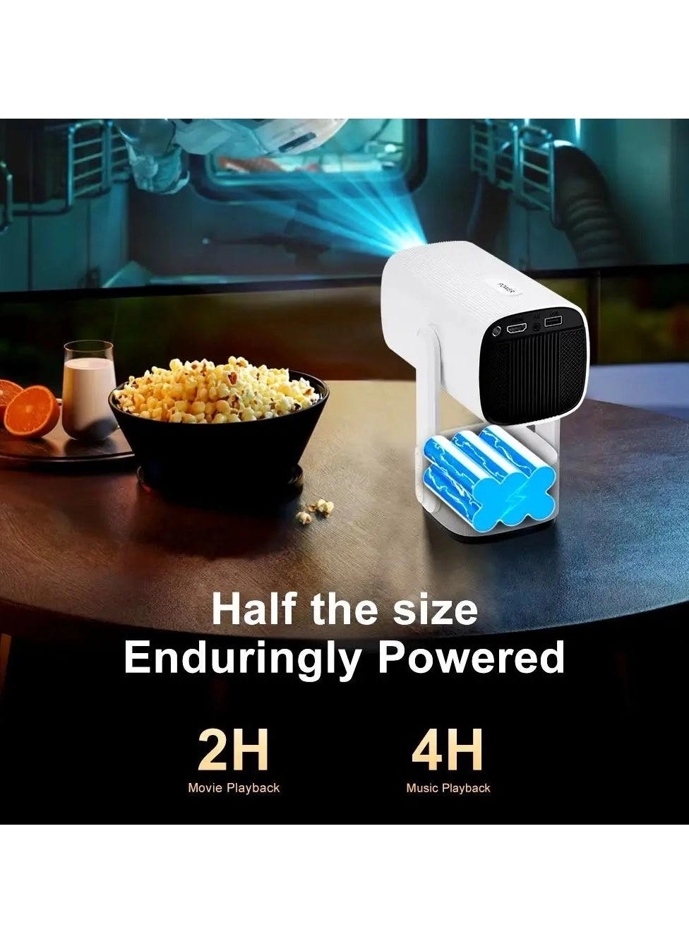 Pan Tilt Lamp Rechargable Projector 4k 5Ghz Wifi