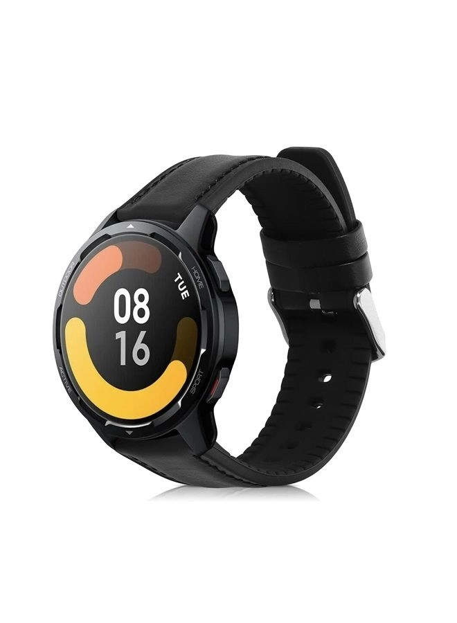 kwmobile Watch S1 Active Strap - Black Leather-look Silicone