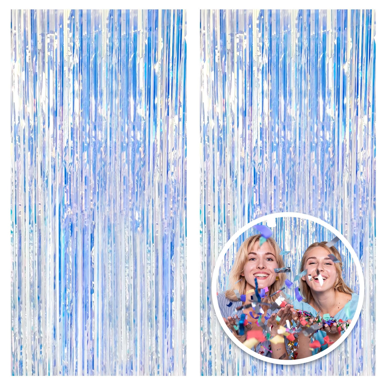 k.e.j. Foil Curtain Backdrop - 2 Pack Birthday