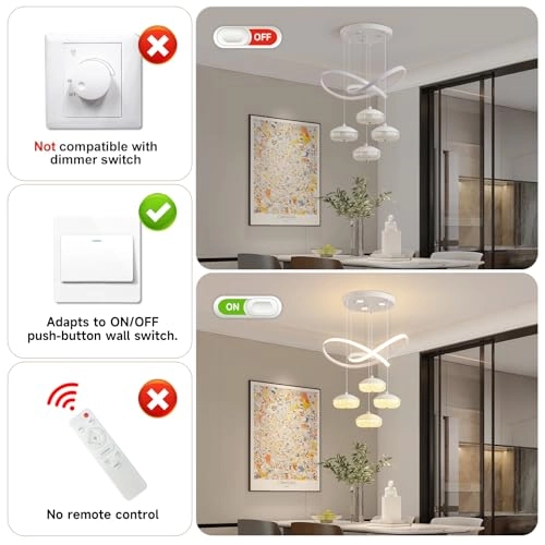 4-Light LED Pendant Light - 3-Color Adjustable Height