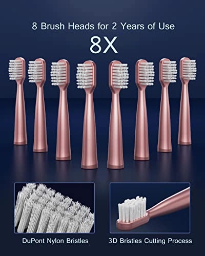 Sonic Electric Toothbrush - 8 Brush Heads USB Rechargeable