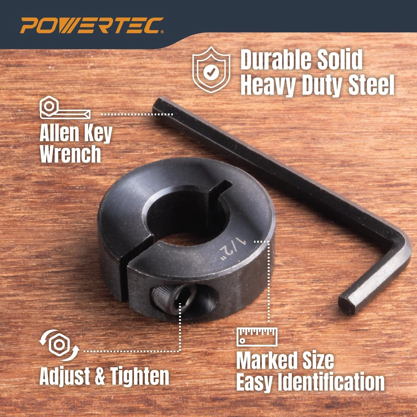Drill Bit Stop Collar Set - 7 Piece 1/8" 3/16" 1/4" 5/16" 3/8" 7/16" 1/2â€