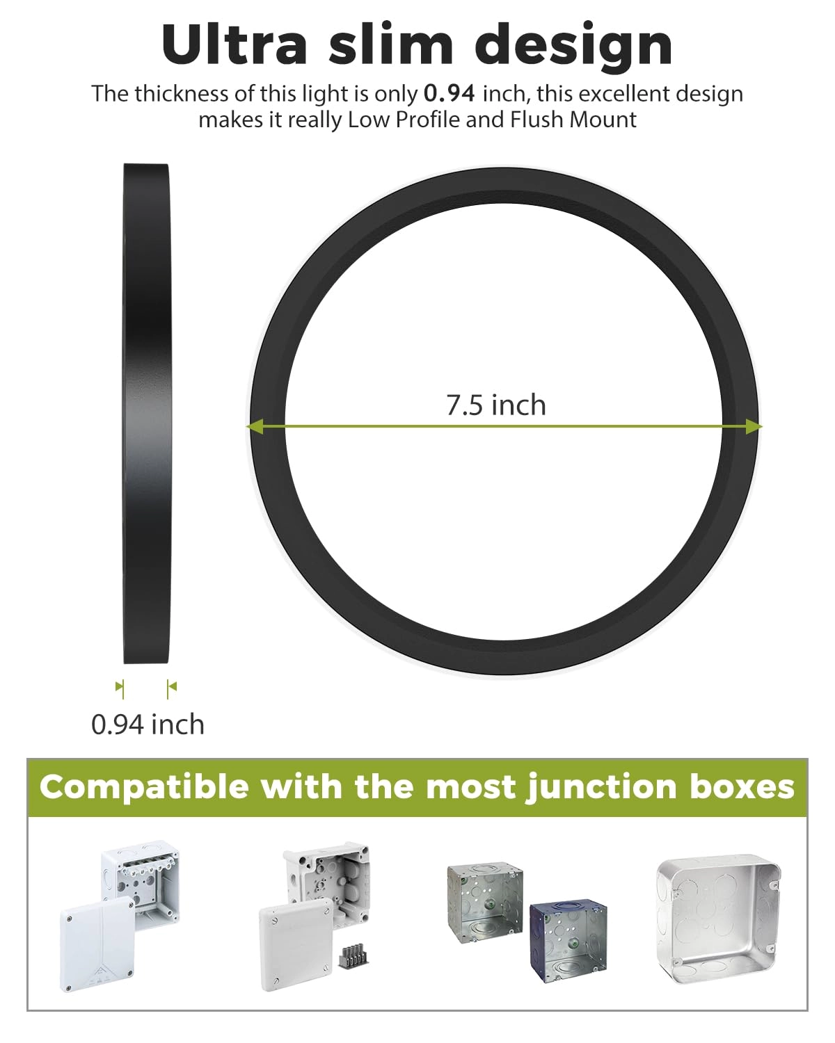 Flush Mount LED Ceiling Light - 3000K 4500K 6000K Dimmable
