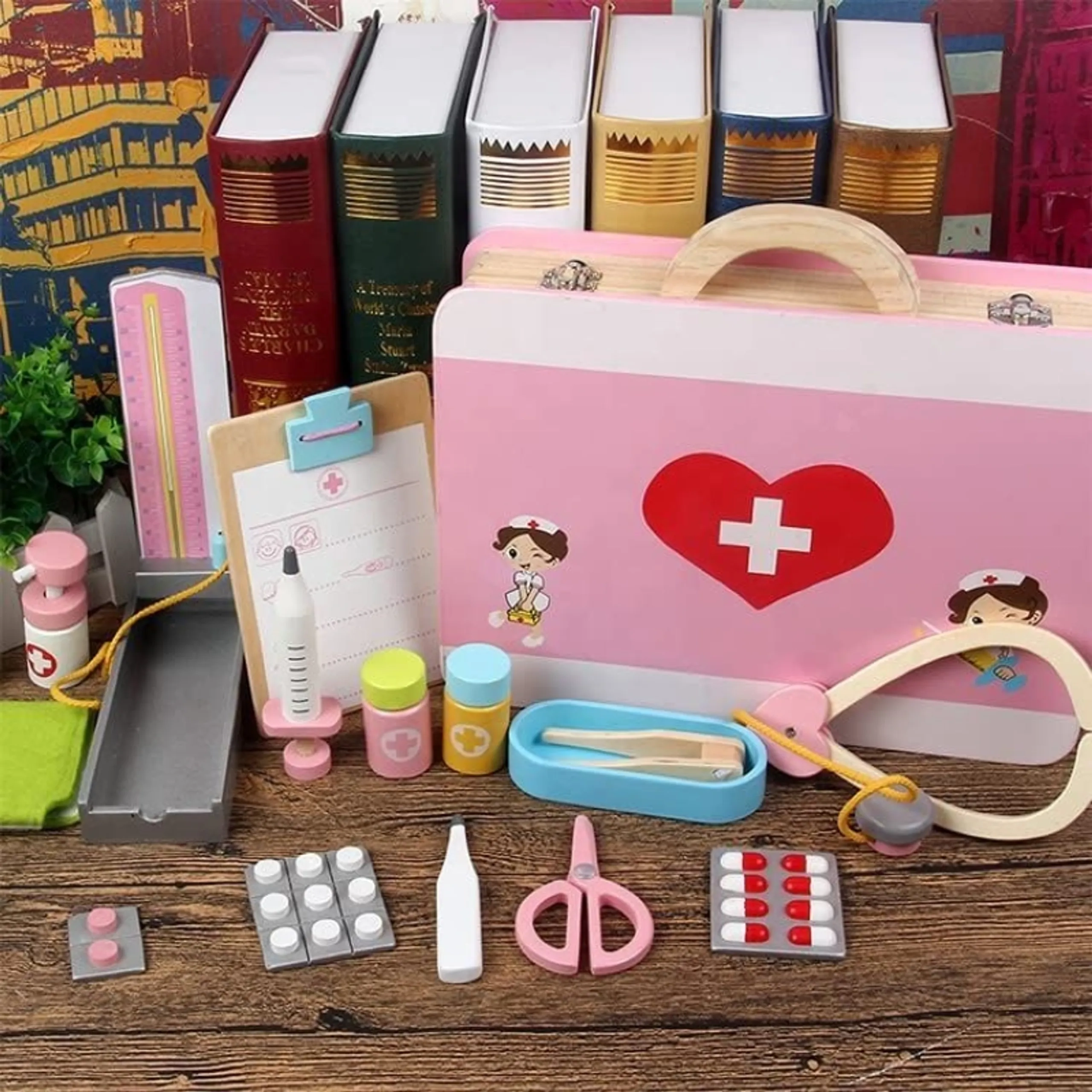 Kids Wooden Pretend Play Doctor Toy Set - 16pcs