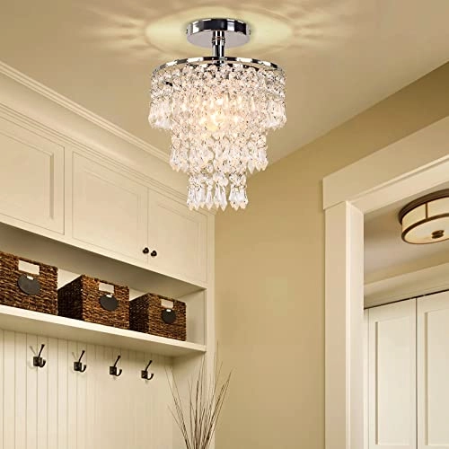 Crystal Chandelier - D7.9 inches x H11.4 inches Chrome