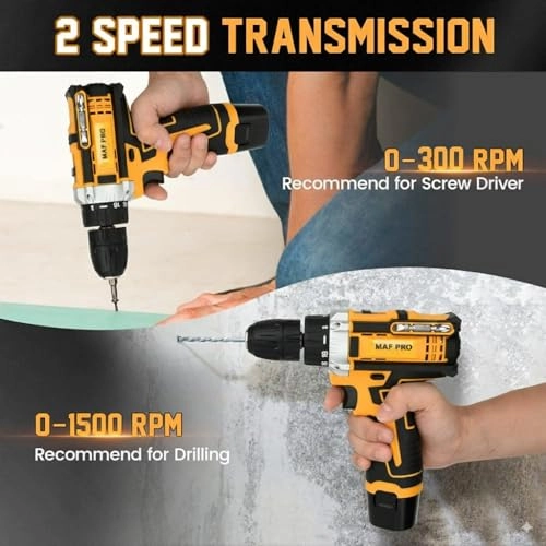 Cordless Drill - 12V 1500 RPM 10mm Keyless Chuck