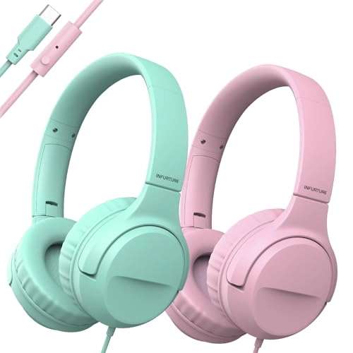 USB C Headphones Kids Wired Headphone 2 Pack