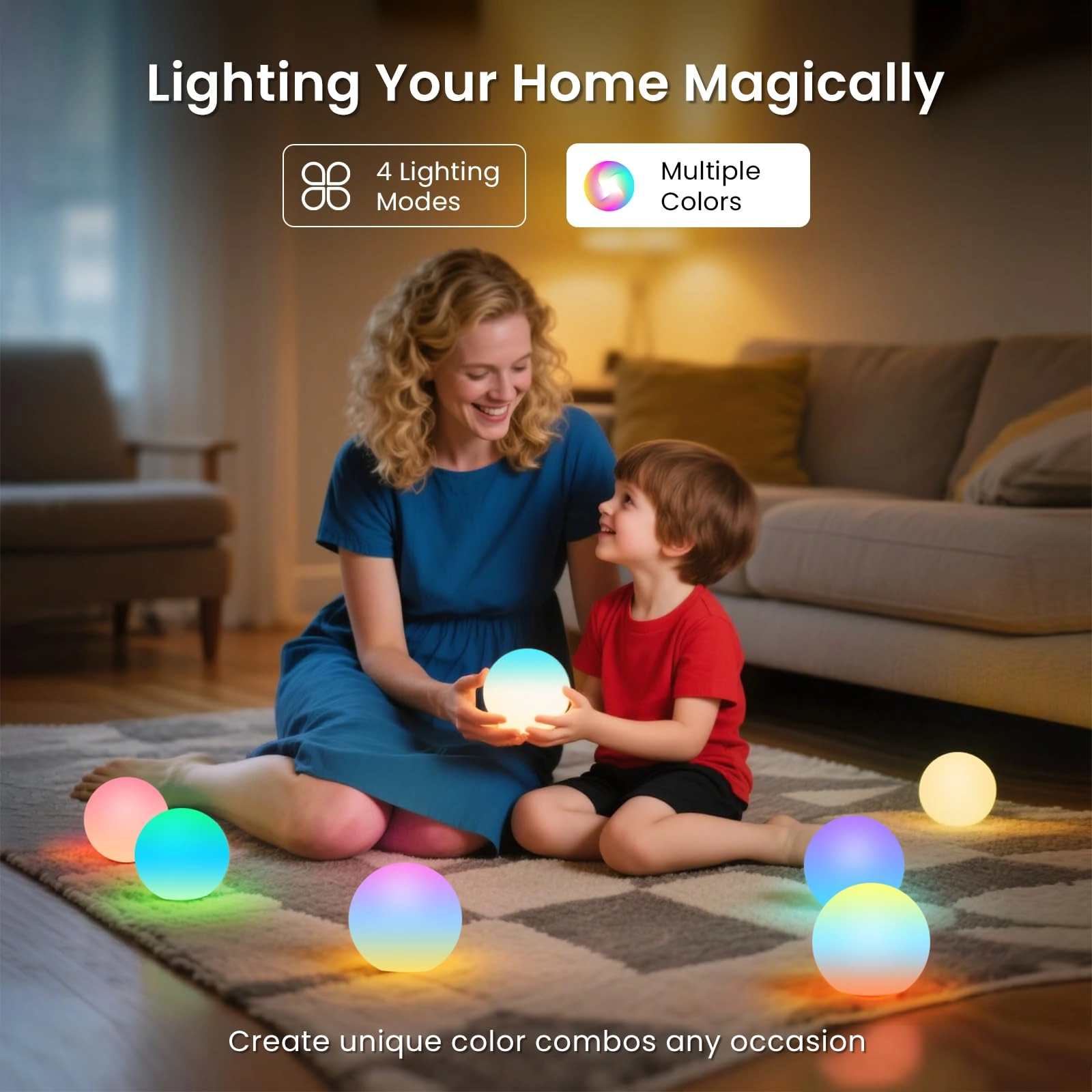 Smart Sphere Night Light - Battery Powered Multicolor
