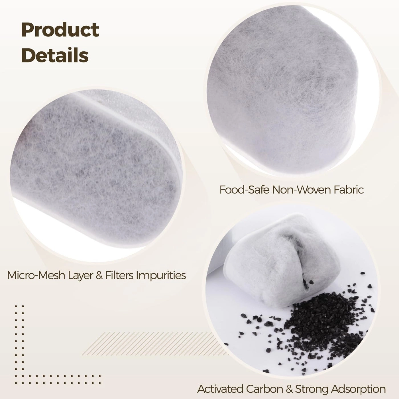 Non-Woven Charcoal Water Filter Inserts Pack