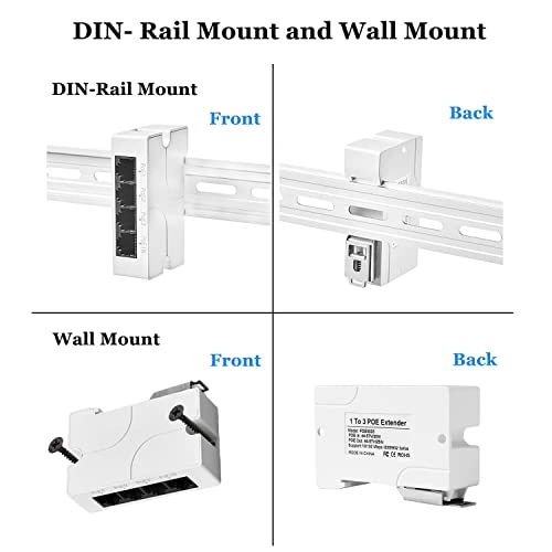POE5005 - 48-57V 15 Watts Max 3 RJ45 port IEEE 802.3af/at 10/100Mbps