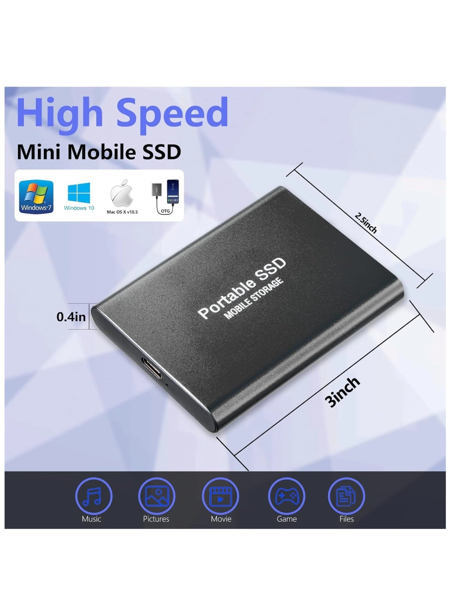 Portable External Hard Drive - 500GB 2.5 Inch SSD